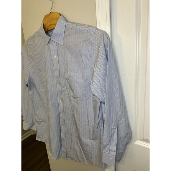 Brooks Brothers Mens 17-35 Classic Dress Shirt Long Sleeve Full Button‎ Up Blue - Picture 6 of 10